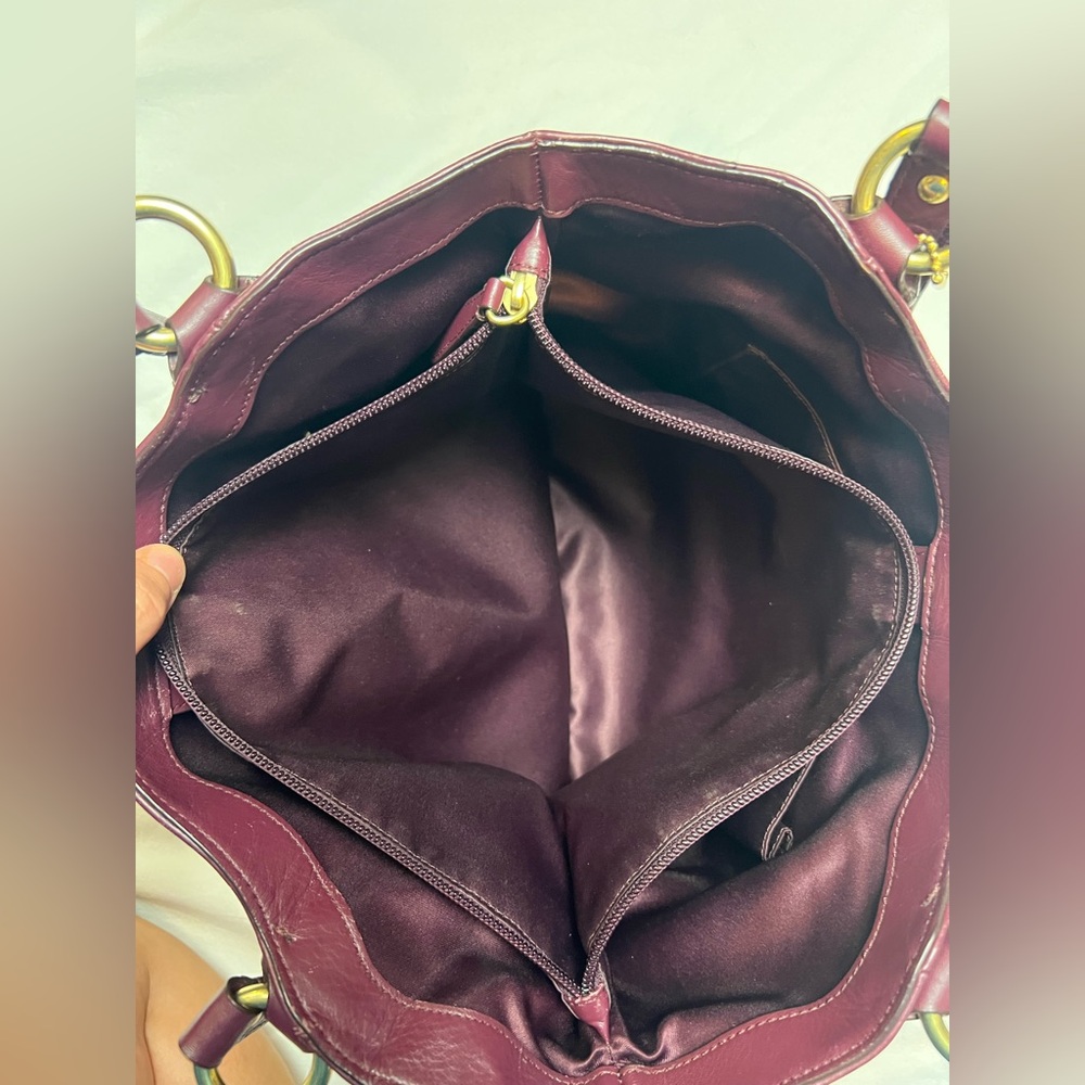 Coach Campbell Belle Bordeaux Burgundy Leather Shoulder Bag Gold Hardware - Picture 12 of 15